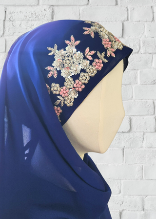 Exquisite Hand-Embroidered Zardozi Hijab - Khushu Modest Wear