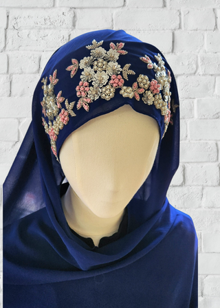 Exquisite Hand-Embroidered Zardozi Hijab - Khushu Modest Wear