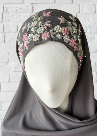 Exquisite Hand-Embroidered Zardozi Hijab - Khushu Modest Wear