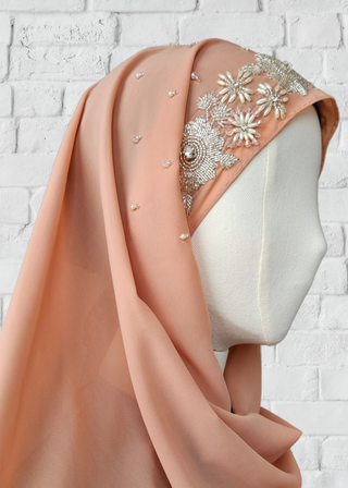 Exquisite Hand-Embroidered Zardozi Hijab - Khushu Modest Wear