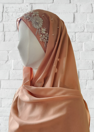 Exquisite Hand-Embroidered Zardozi Hijab - Khushu Modest Wear