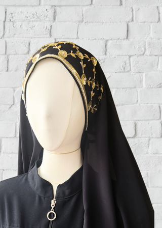 Exquisite Hand-Embroidered Zardozi Hijab - Khushu Modest Wear