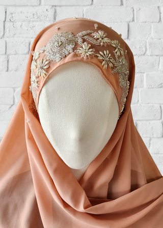 Exquisite Hand-Embroidered Zardozi Hijab - Khushu Modest Wear