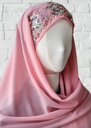 Exquisite Hand-Embroidered Zardozi Hijab - Khushu Modest Wear