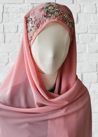 Exquisite Hand-Embroidered Zardozi Hijab - Khushu Modest Wear