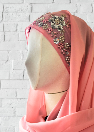 Exquisite Hand-Embroidered Zardozi Hijab - Khushu Modest Wear