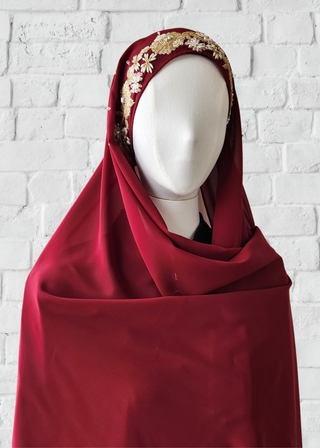 Exquisite Hand-Embroidered Zardozi Hijab - Khushu Modest Wear