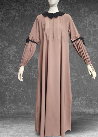 Elegant Modest Abaya With Matching Extra Long Khimar- Azela Set - Khushu Modest Wear