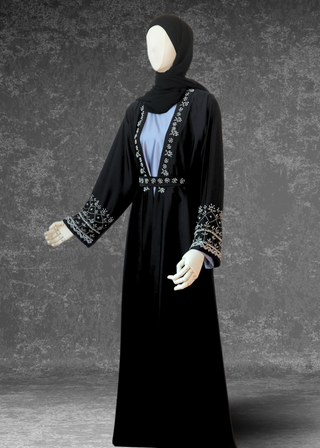 Dubai  Armani Silk 4 Piece Abaya Set-Huda Series - Khushu Modest Wear