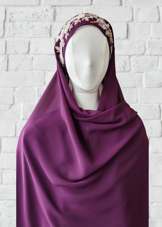 Exquisite Hand-Embroidered Zardozi Hijab - Khushu Modest Wear