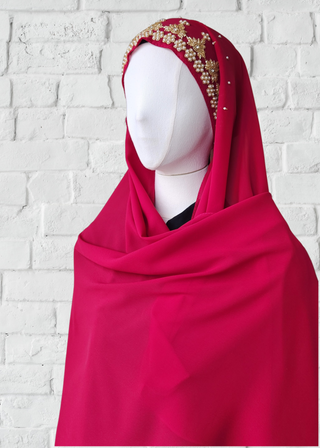 Exquisite Hand-Embroidered Zardozi Hijab - Khushu Modest Wear