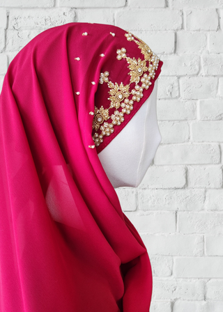 Exquisite Hand-Embroidered Zardozi Hijab - Khushu Modest Wear