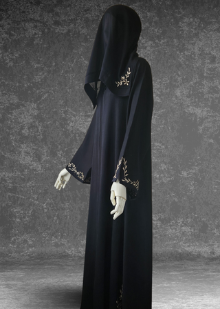 Black Abaya With Embroidery Work - Khushu Modest Wear