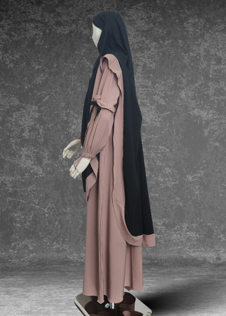 Elegant Modest Abaya With Matching Extra Long Khimar- Azela Set - Khushu Modest Wear