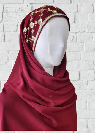 Exquisite Hand-Embroidered Zardozi Hijab - Khushu Modest Wear