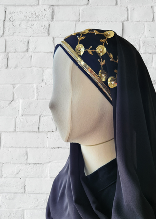 Exquisite Hand-Embroidered Zardozi Hijab - Khushu Modest Wear