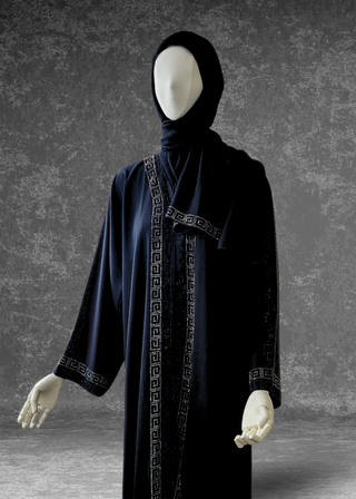 Dubai Luxury Abaya In Black -Zehra Abaya - Khushu Modest Wear