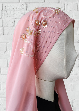 Exquisite Hand-Embroidered Zardozi Hijab - Khushu Modest Wear