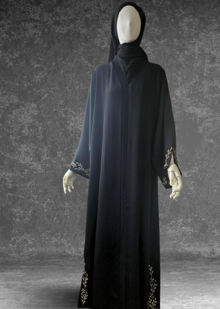 Black Abaya With Embroidery Work - Khushu Modest Wear