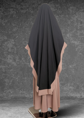 Elegant Modest Abaya With Matching Extra Long Khimar- Azela Set - Khushu Modest Wear