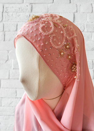 Exquisite Hand-Embroidered Zardozi Hijab - Khushu Modest Wear