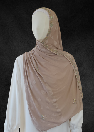 Jacquard Jersey Ultra Soft Self-Embossed Leaves Stretchable Hijabs - Khushu Modest Wear