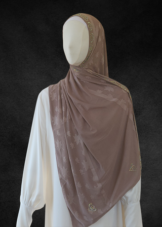 Jacquard Jersey Ultra Soft Self-Embossed Leaves Stretchable Hijabs - Khushu Modest Wear