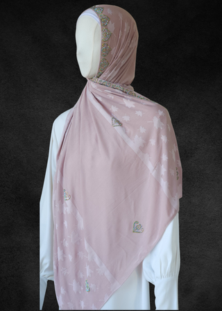 Jacquard Jersey Ultra Soft Self-Embossed Leaves Stretchable Hijabs - Khushu Modest Wear