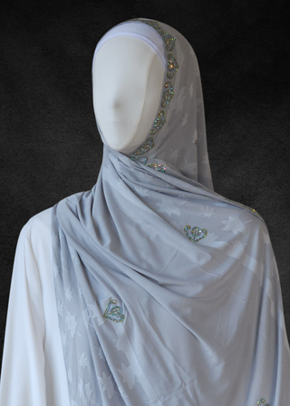 Jacquard Jersey Ultra Soft Self-Embossed Leaves Stretchable Hijabs - Khushu Modest Wear