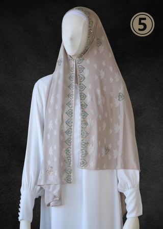 Jacquard Jersey Ultra Soft Self-Embossed Leaves Stretchable Hijabs - Khushu Modest Wear