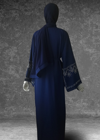 Luxury Linen Abaya Frayed Sleeve Open Abaya