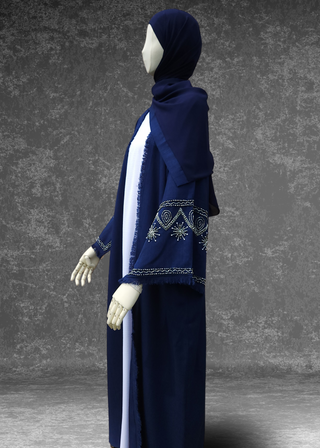 Luxury Linen Abaya Frayed Sleeve Open Abaya