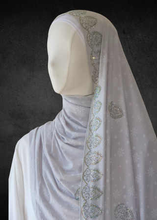 Self-Embossed Floral Jacquard Jersey-Soft Hijabs. - Khushu Modest Wear