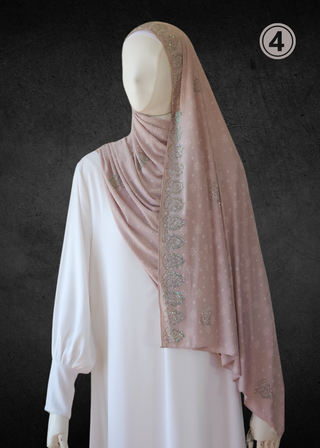 Self-Embossed Floral Jacquard Jersey-Soft Hijabs. - Khushu Modest Wear