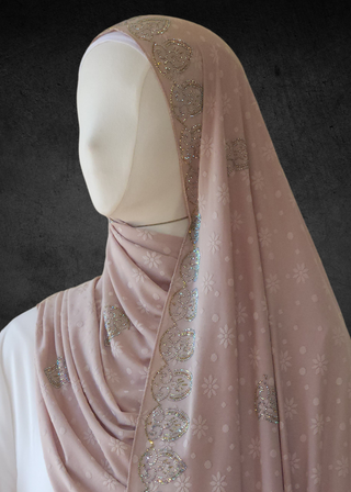 Self-Embossed Floral Jacquard Jersey-Soft Hijabs. - Khushu Modest Wear