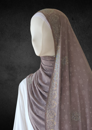 Self-Embossed Floral Jacquard Jersey-Soft Hijabs. - Khushu Modest Wear