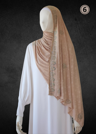 Self-Embossed Floral Jacquard Jersey-Soft Hijabs. - Khushu Modest Wear