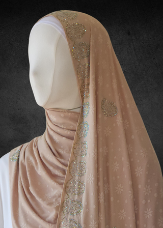 Self-Embossed Floral Jacquard Jersey-Soft Hijabs. - Khushu Modest Wear