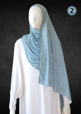 Self-Embossed Floral Jacquard Jersey-Soft Hijabs. - Khushu Modest Wear