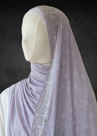 Self-Embossed Floral Jacquard Jersey-Soft Hijabs. - Khushu Modest Wear